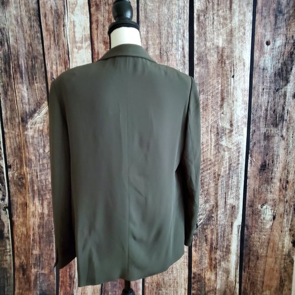 Giorgio Armani Le Collezioni Harriet Kassman Sz12 Olive Blazer Jacket - Picture 3 of 4